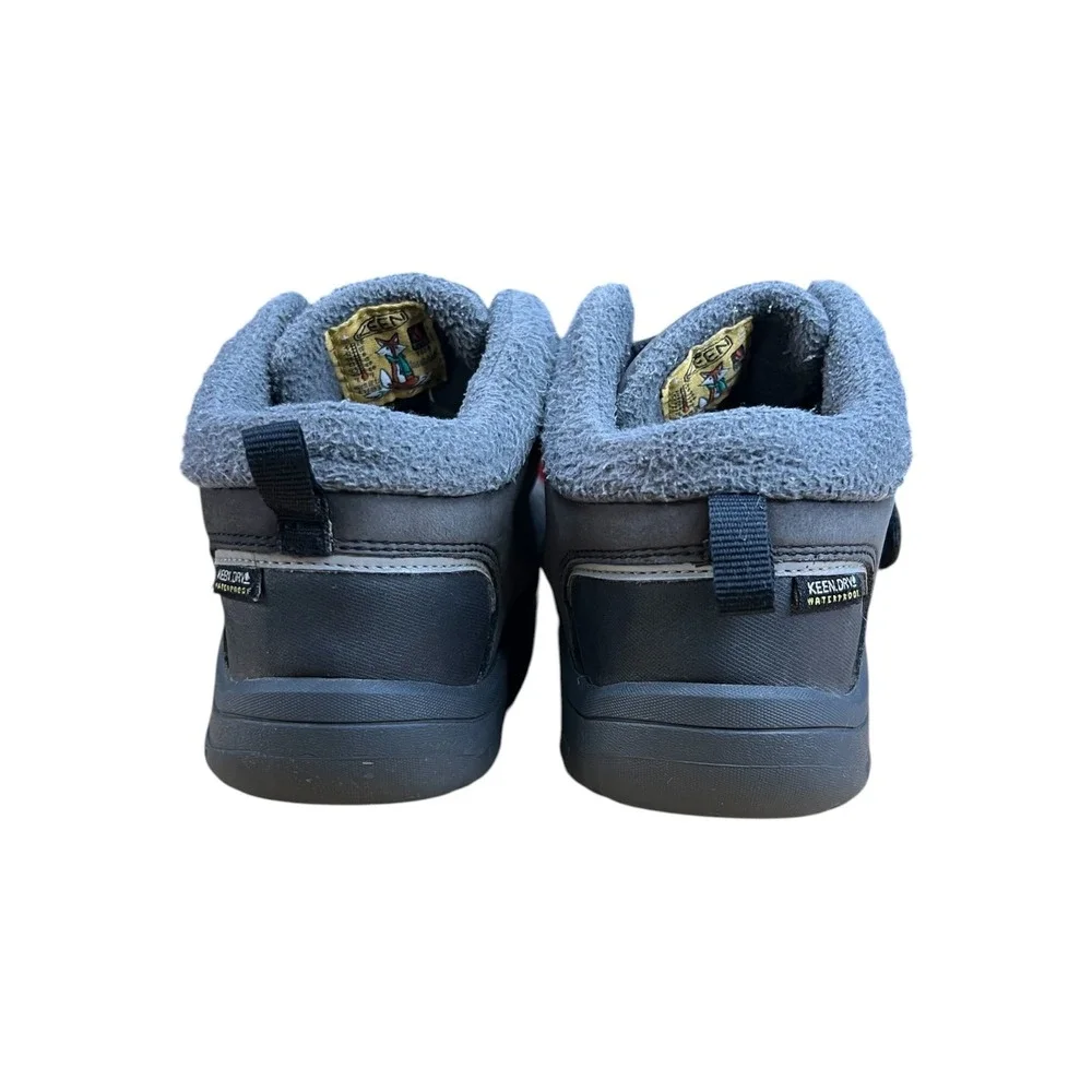 KEEN Kids Hoodoo Waterproof Winter Boots Gray Leather Insulated Hook Loop - Sz 8